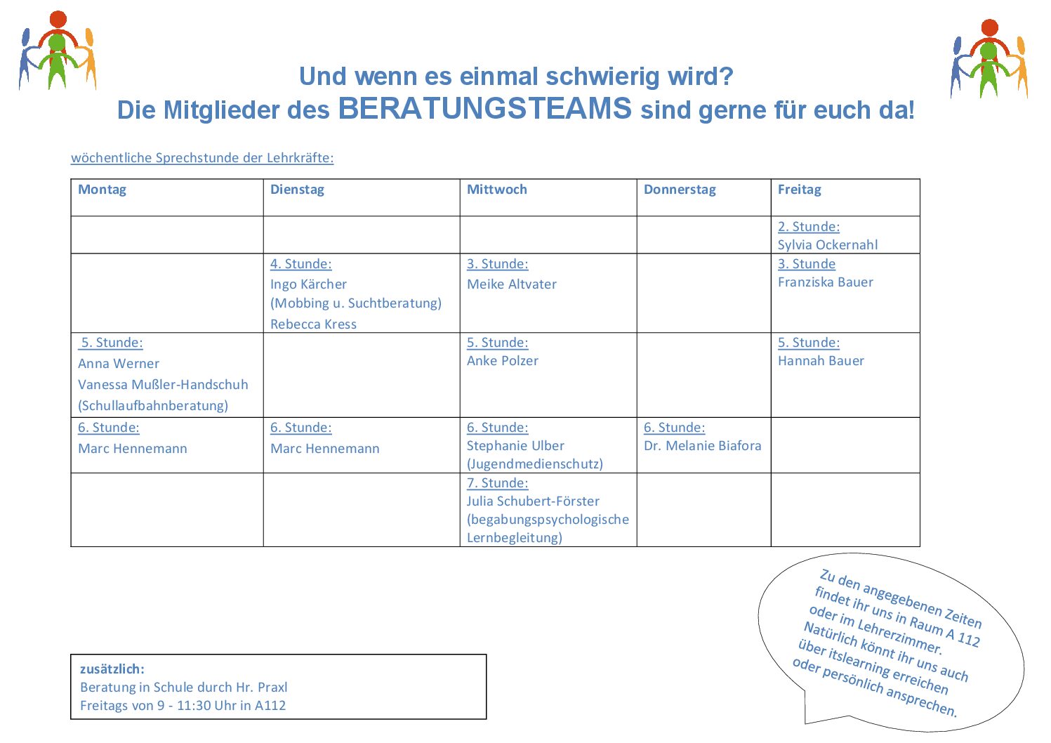 Beratungsteam_Sprechzeiten 2025_26_2. Halbjahr